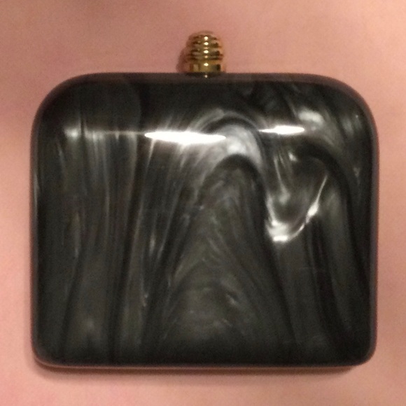 Lucite Pearlized Dark Gray Purse Bag - Picture 3 of 7